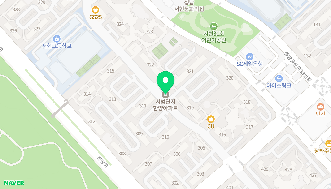 성남시 분당구 아파트 경매 위치 지도