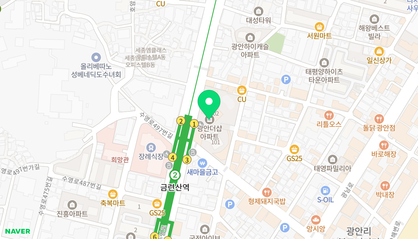 수영구 아파트 경매 위치 지도