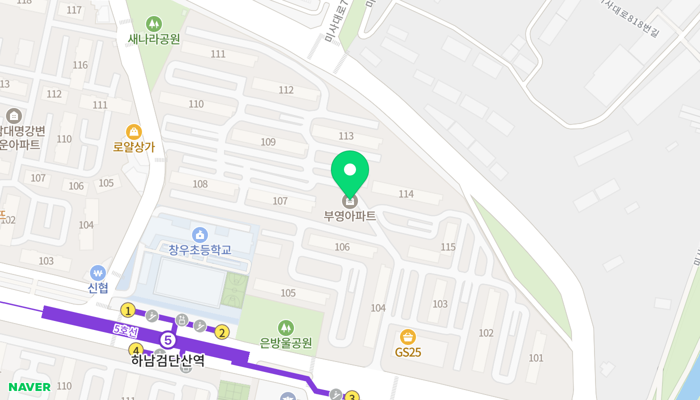 하남시 아파트 경매 위치 지도