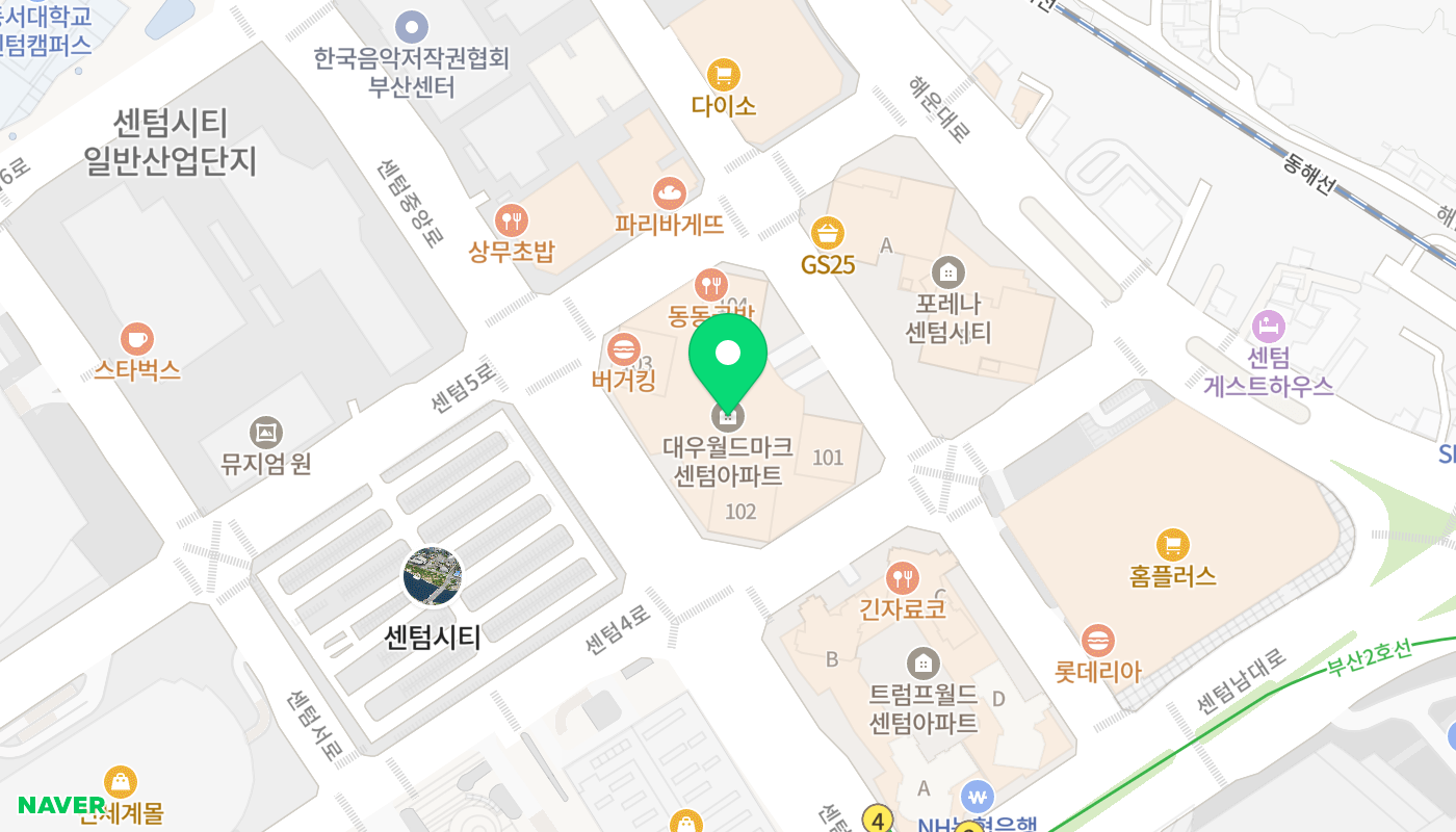 해운대구 아파트 경매 위치 지도